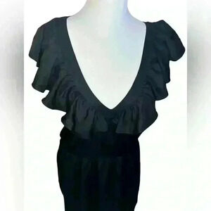 Nordstrom  Treasure Bond Women’s Black Ruffle Strap Dress Halter Neck Open back